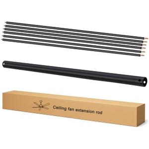 48 Inch Ceiling Fan Downrod with UL Wires, Matte Black, 1-Inch Diameter, Unthreaded