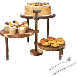Cupcake Stand, Acacia Wood Cake Stand, Cupcake Display Stand, Wedding Cake Stands, 360° Rotatable Cupcake Stands for Party, 3 Tier Cupcake Stand, Cup Cake Tower Stand for Birthday Anniversary Party Decoration