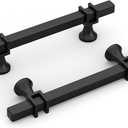 goldenwarm 10 Pack 3-3/4 Inch Black Cabinet Pulls Square Drawer Handles Hardware for Kitchen Dresser Cupboard