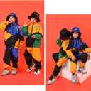 LOLANTA Boys' Girls' Color Block Jacket Track Pants Sets Hip Hop Dance Patchwork Clothes Unisex Streetwear, 130