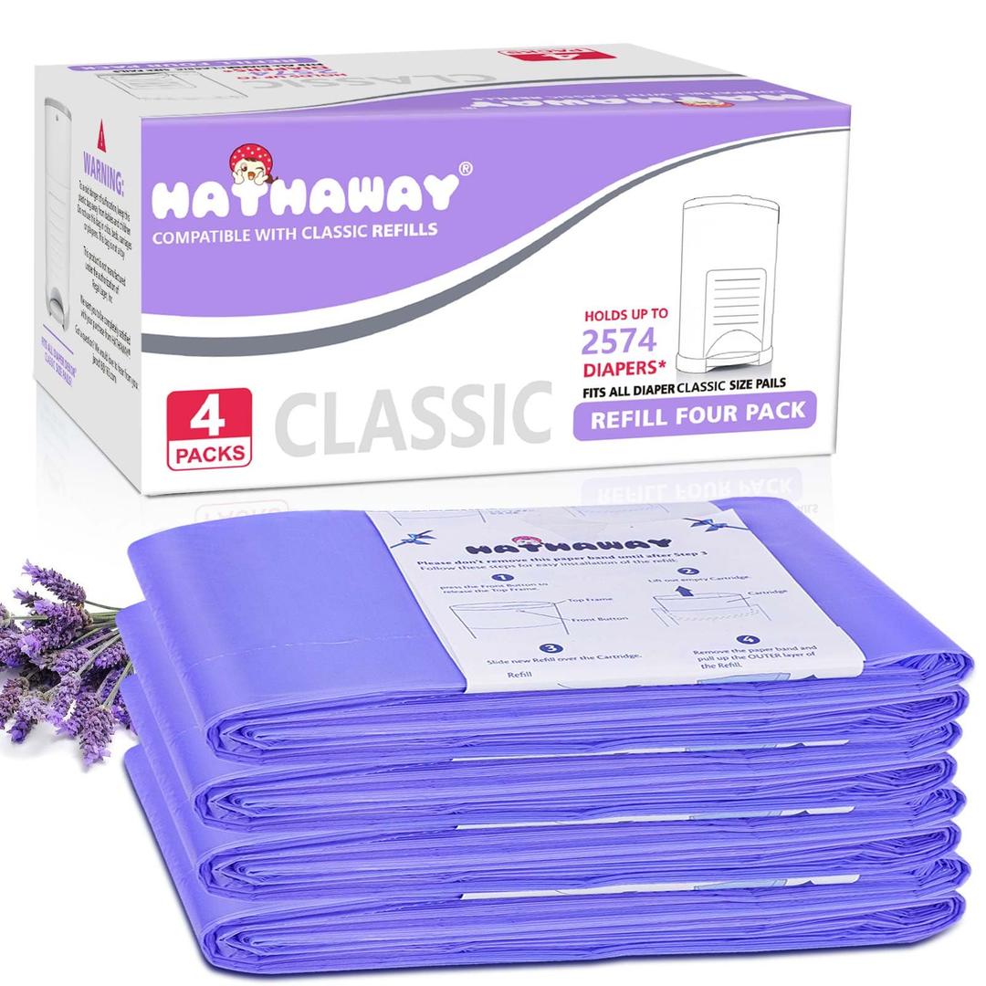 Diaper Pail Refill Bags Compatible with Dekor Classic Diaper Pail, Extra 30% Length, Hold up to 2574 Diapers
