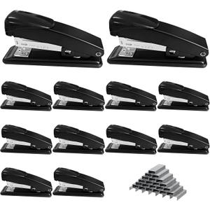 9 Pcs Desktop Stapler Bulk, Metal Desktop Staplers with 6000 Staples, Heavy Duty Office Stapler 25 Sheet Capacity Office Staple for School Office (Black)