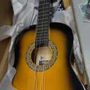 Pyle Beginner Acoustic Guitar Kit, 3/4 Junior Size All Wood Instrument for Kids, Adults, 36" Sun Burst (Glossy Sun Burst)
