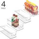 Mdesign Plastic Stackable Small Organizing Bin Kitchen Pantry Cabinet, Refrigerator, Freezer Food Organization Storage Bins with Handles, Drawer Container Organizer, Ligne Collection, 4 Pack - Clear