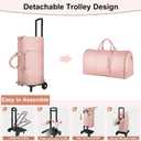 Ytonet Rolling Garment Bags for Travel, Convertible Carry On PU Leather Travel Bag 2.0 Roller Edition, 3 in 1 Suit Garment Duffle Bag with Wheels and Shoe Pouch for Business Wedding Overnight, Pink
