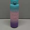 32oz Insulated Water Bottle with handle BPA Free, 316 Stainless Steel Water Bottles 1000ml with Time Marker Double Walled, 1000ml Metal Water Flask Jug for Hiking, Biking, Running (GREEN PINK PURPLE)