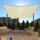 GORILLA GRIP Heavy Duty Sun Shade, UV Protection Fade Tear and Rust Resistant Rectangle Sunshade Canopy, Curved Edges Blocks Sunlight, Breathable Sail, Outdoor Patio, Lawn Garden 10x10 FT Butter Cream