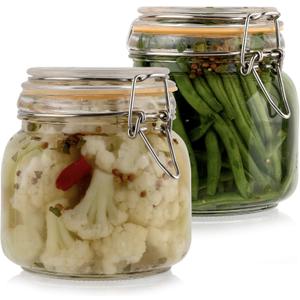 Galashield Glass Jars with Lids 24 oz Food Storage Jars with Airtight Lids Leak Proof Glass Canisters Kitchen Jars [Set of 2]