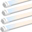 JESLED T8 24 Inch LED Light Bulbs, F17T8 Fluorescent Replacement, 12W 1680LM, Selectable 6 CCT (3000K-6500K), Type A+B Plug & Play/Ballast Bypass, Dual-Ended, Frosted, 4 Pack, ETL Listed