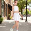Girls Athletic Skirts Elastic Waist Active Skorts with Built-in Shorts Kids Ruched Tennis Skirts White 5-6 Years (White)