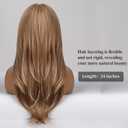 HAIRCUBE Blonde Wigs for Women,Long Layered Wigs with Bangs Heat Resistant Synthetic Fibre Wigs(pelucas de cabello natural)