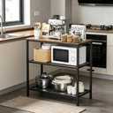 Kitchen Island with 3 Tier Storage, Height-Adjustable Kitchen Shelf, Microwave Stand for Dining, Sturdy Metal Frame, 30.7" L x 13.77" D x 31.51" H,Rustic Brown and Black