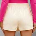 luvamia Shorts for Women Faux Leather Skorts High Waisted PU Leather Shorts Elastic Waist Ruched Wrap Skorts Skirts (White, L)