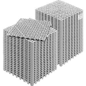 VEVOR Interlocking Tile 55PCS, Drainage Tiles 12" x 12" Splicing, Soft PVC Interlocking Drainage Floor Tiles, Non-Slip Drainage Holes for Restroom, Bathroom, Kitchen, Pool, Wet Areas, Grey