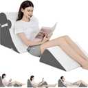 4PCS Orthopedic Bed Wedge Pillow Set for Post Surgery & Pain Relief, Adjustable Wedge Pillow for Back,Acid Reflux,Sitting up in Bed,Recovery,Snoring,Body Pillow for Sleeping (White/Dark Grey)