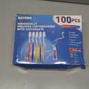 Navona 100 PCS Travel Toothbrush and Toothpaste Set, Travel Toothpaste, Bulk Toothpastes, Individually Wrapped Bulk Toothbrush, Ergonomics Handle,Medium Soft Bristle, Perfect for Hotel