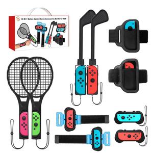 Uxilep Switch Sports Games Accessories Bundle for Nintendo Switch / Switch OLED,10 in 1 Family Party Pack for Switch Accessories Kit with Tennis Rackets,Golf Clubs,Leg Straps & Joycon Grips (For Switch / Switch OLED)