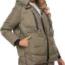 Women's Winter Thickened Down Jackets Long Down Coats Warm Parka with Hood (Small, Mung Bean)