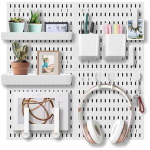 Wall Organizer Peg Board - Elevate And Declutter Your Gaming And Office - Create A Perfectly Structured Space(White)