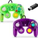 Gamecube Controller, Classic Wired Controller for Wii Nintendo Gamecube (Clear Purple & Clear Green-2Pack)