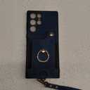 AJMIPO-Card Holder Case for Samsung Galaxy S24 Ultra/S24 Plus/S24 Matte Leather Phone Cover with Ring Support Vehicle Magnetic Suction(S24 Ultra,Purple) (S24 Ultra,Blue)