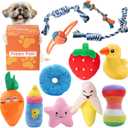 Toozey 12 Pack Puppy Teething Toys for Small Dogs - Plush Squeaky & Rope Chew Set Bundle, Safe Durable and Non-Toxic for Interactive Play and Dental Health