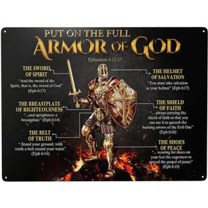 WZVZGZ Armor of God Tin Metal Sign Wall Decor Fun Decoration for Home Kitchen Bar Room Garage Vintage Poster Plaque 12" x 16"