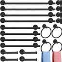 Gisafai 20 Pcs Black Bathroom Accessories Hardware Set Towel Racks for Bathroom SUS304 Stainless Steel 23.6 Inch Brushed Towel Bar Ring Toilet Paper Holder Robe Hooks for Wall Mounted