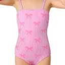 Girls One Piece Swimsuits Cute Summer Beach Crossback Swimwear Sport Bathing Suit with Adjustable Strap, 11-12Y