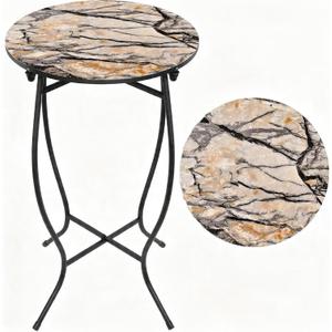 Round Side Table, 21 Inch Tall Metal Table for Patio Deck Porch Livingroom, 14 inches x 14 inches x 21 inches