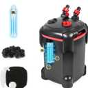 PONDFORSE Canister Filter, External Aquarium Filter Ultra-Quiet Water Circulation Cleaning Machine with Media for Fish Tanks and Aquariums (Medium, Black)