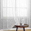 BGment White Sheer Curtains 95 inches Long 2 Panels for Living Room, Embroidered Flower Pattern Linen Textured Light Filtering Grommet Window Semi Sheer Voile Drapes, Each Panel 52 x 95 Inch