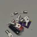 Haisstronica 10pcs 1/0 AWG - 5/16"(M8) Tinned Copper Battery Lugs,Heavy Duty Copper Wire Lugs with 10pcs 3:1 Adhesive Heat Shrink Tubing, 0 Gauge Wire Lugs, Tinned Copper Battery Cable Ends