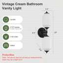 Vintage Milk Glass Bathroom Vanity Light, 2-Light Vintage Wall Sconce with Antique Brass Finish Base & White Glass Shad, Wall Sconce Lighting for Mirror, Living Room, Gallery (Bulbs Included)