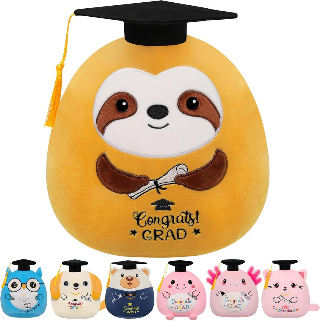 Graduation Plush Sloth Stuffed Animal - 2026 Graduation Sloth Plush with Cap Congrats Grad Plush Toy for Preschool Kindergarten School College Graduation Gift for Kids Student Teen Boys Girls 9 Inch