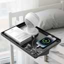 Bedside Shelf for Dorm Bunk Bed, Clip On Nightstand, Bed Side Table Tray Organizer, College Dorm Room Essentials for Girls/Guys, Bedside Tray with Cable Management for Dormitory, Back to School (Black)