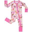 Pureborn Baby Girls Sleeper Viscose from Bamboo Pajamas 2-Way Zipper Snug Fit Sleepwear Breakfast, Size 12 Months