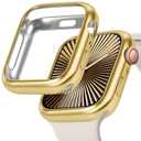 JR.DM 40mm Soft Flexible TPU Case Compatible for Apple Watch Series 6/5/4/SE Touchable Screen Lightweight Anti-Scratch All-Around Protector Thin Guard Shockproof Cover Shiny Bumper for iWatch, Gold