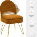 Vanity Stool Chair with Folding Back, Storage Ottomans Faux Fur Vanity Chair, Multifunctional Upholstered Footstool with 4 Metal Legs with Anti-Slip Feet for Bedroom Living Room Entryway