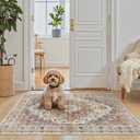 Madane Washable Area Rug 2x3, Small Entryway Rug Non-Slip Vintage Door Mat Indoor Entrance, Low Pile Floor Carpet for Inside Front Door Bedroom Kitchen Entry Laundry (2'x3', Turmeric/Grey)