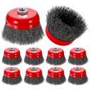 Wire Brush for Angle Grinder (4"/100mm) 10Pack, Crimping Steel Wires 0.012" (Carbon Steel) Wire Wheels with 5/8 Inch-11 Threaded Arbor - for Rust, Cleaning, Deburring on Cast Iron