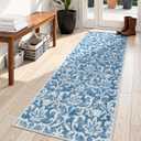 Morebes Vintage Hallway Runner Rug, 2x5 Washable Rug Runner Non Slip Kitchen Runner Rugs with Rubber Backing, Ultra-Thin Carpet Runner for Bedroom Bathroom, Light Blue