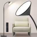 76" LED Floor Lamp, 18W/1800LM Super Bright Reading Standing Lamp,Stepless Dimmable&Adjustable Color Temperature 2700K-6500K w/Remote& Touch Control Lamps for Living Room Bedroom Office Black