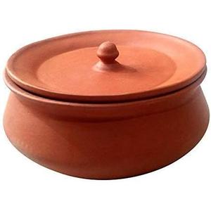Clay Curd Pot Handi Dahi Handi Serving Bowl Mitti Handi with Lid | Earthen Handi Small Handi for Kitchen with Lid 500 ml