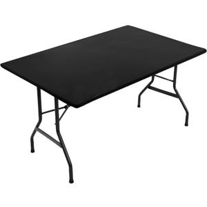 Obstal Fitted Table Clothes for 6 Foot Rectangle Tables, Reversible Waterproof Stain Resistant Elastic Stretch Tablecloth, Wipe Clean Table Cover for Outdoor/Indoor Use, Fits Tables 72x30 Inch, Black
