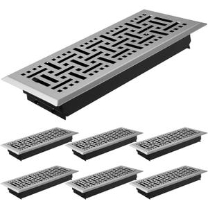 6 Pieces Decorative Floor Register 4x10 Inch Metal Floor Vents Rustproof Mesh Return Vent Cover for Home Ceiling Heater Floor (Silver)