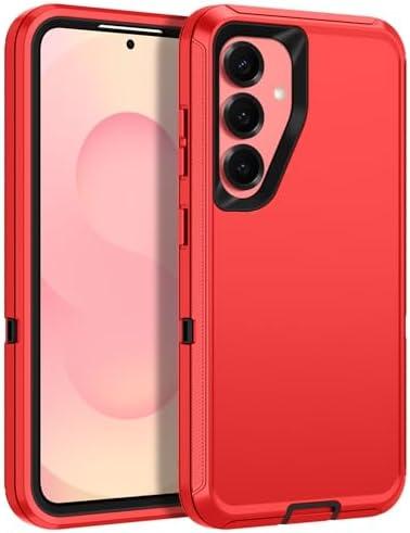 Casenplaza for Samsung Galaxy S25 Case Heavy Duty Protective Shockproof Dropproof 3-Layer Full Body Protection [Without Screen Protector] Tough Rugged Case for Galaxy S25,Red/Black