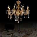 Bagood Champagne 8 Lights K9 Crystal Candle Chandeliers Lighting Candle Chandelier Lighting Modern Pendant Lights for Dining Living Room Bedroom Entry Elegant Decoration E12 Base, H22.8 x W27.2 Inch