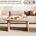 Honyee Modern Oval Coffee Table, Small Coffee Tables for Living Room - Oak Wood Top with Solid Legs, Wooden Center Table Easy Assembly for Living Room &Bedroom,Office, Natural, 39.3 inches x 23.6 inches x 16.5 inches