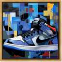 Primary Sneakers Framed Sneaker 1 Piece Canvas Wall Art, 17.5" x 17.5", Gold Frame
